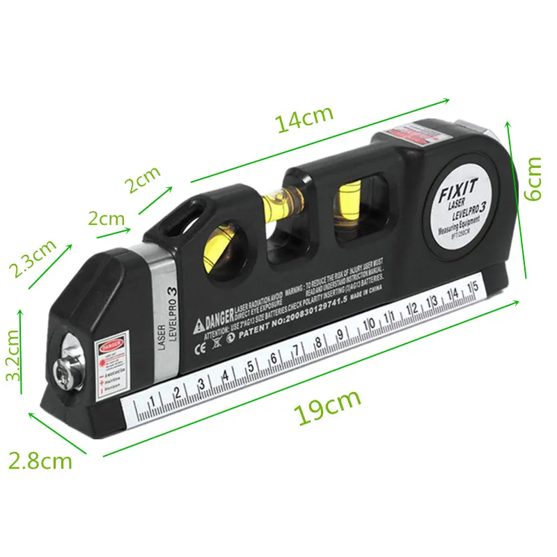 Laser Level Infrared Level Ruler Horizon Vertical Measure 8FT Aligner Standard and Metric Rulers Multipurpose Measure