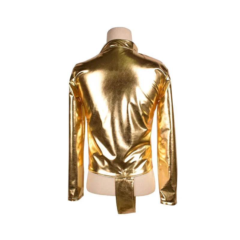 Sexy men stage show jacket dj singer men golden jackets Gold Coat Michael Jackson cosplay party costume