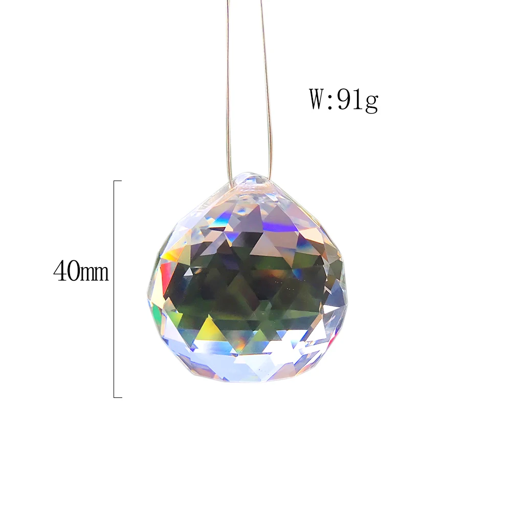 1 adet 40MM kristal top avize parçaları yedek temizle cam prizmalar sunsuncatcher kolye DIY boncuk perde asılı damla