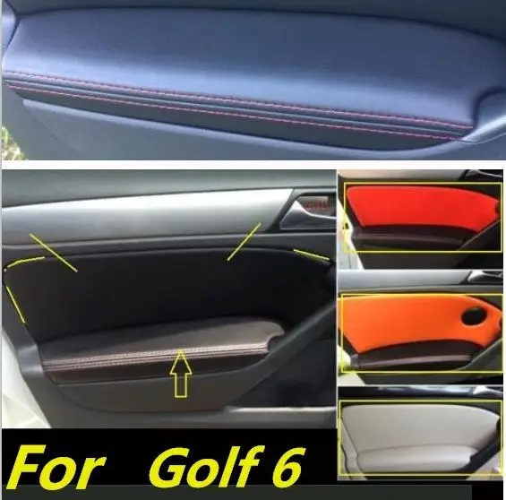 For Volkswagen Golf 6  Microfiber Front / Rear Door Panel + Armrest Leather Cover Protective Trim  car accessories interior