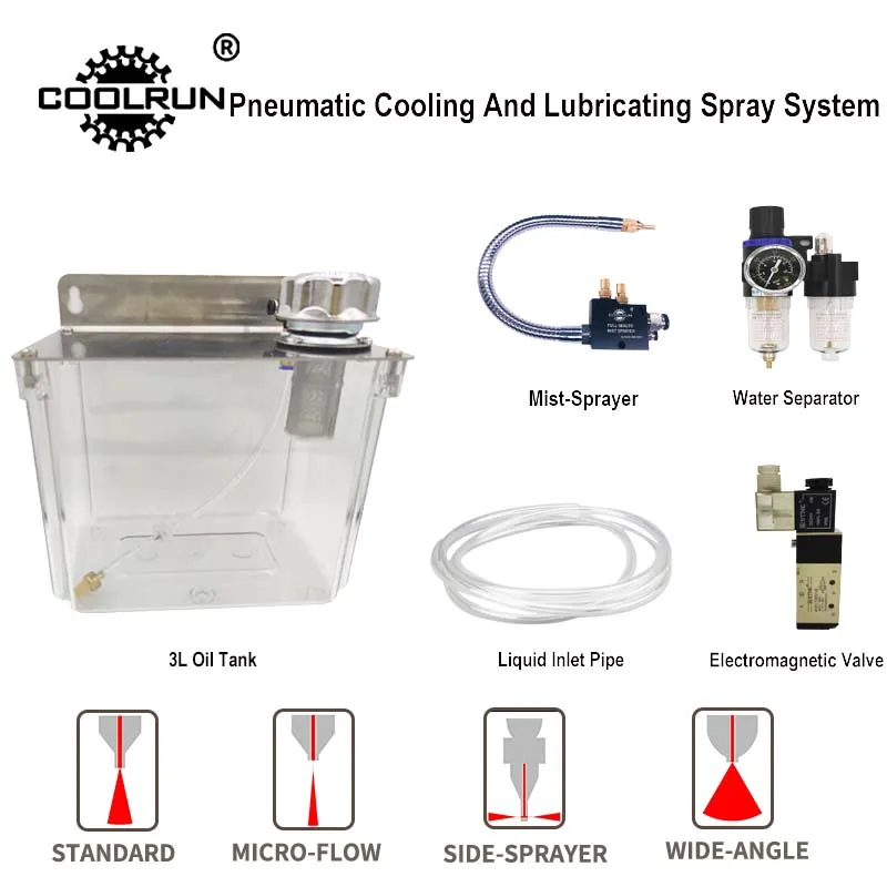 PULVERIZADOR neumático CNC, sistema de lubricación de bomba de aceite de tubería de agua, pulverizador de agua a baja presión, tanque de aceite