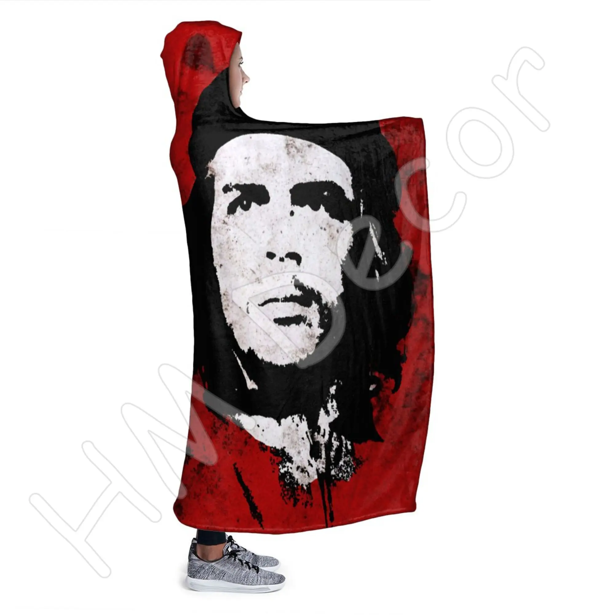 Hasta La Victory Siempre Cuba Che Guevara Hooded Blanket Adult Child Sherpa Fleece Wearable Blanket Microfiber Bedding