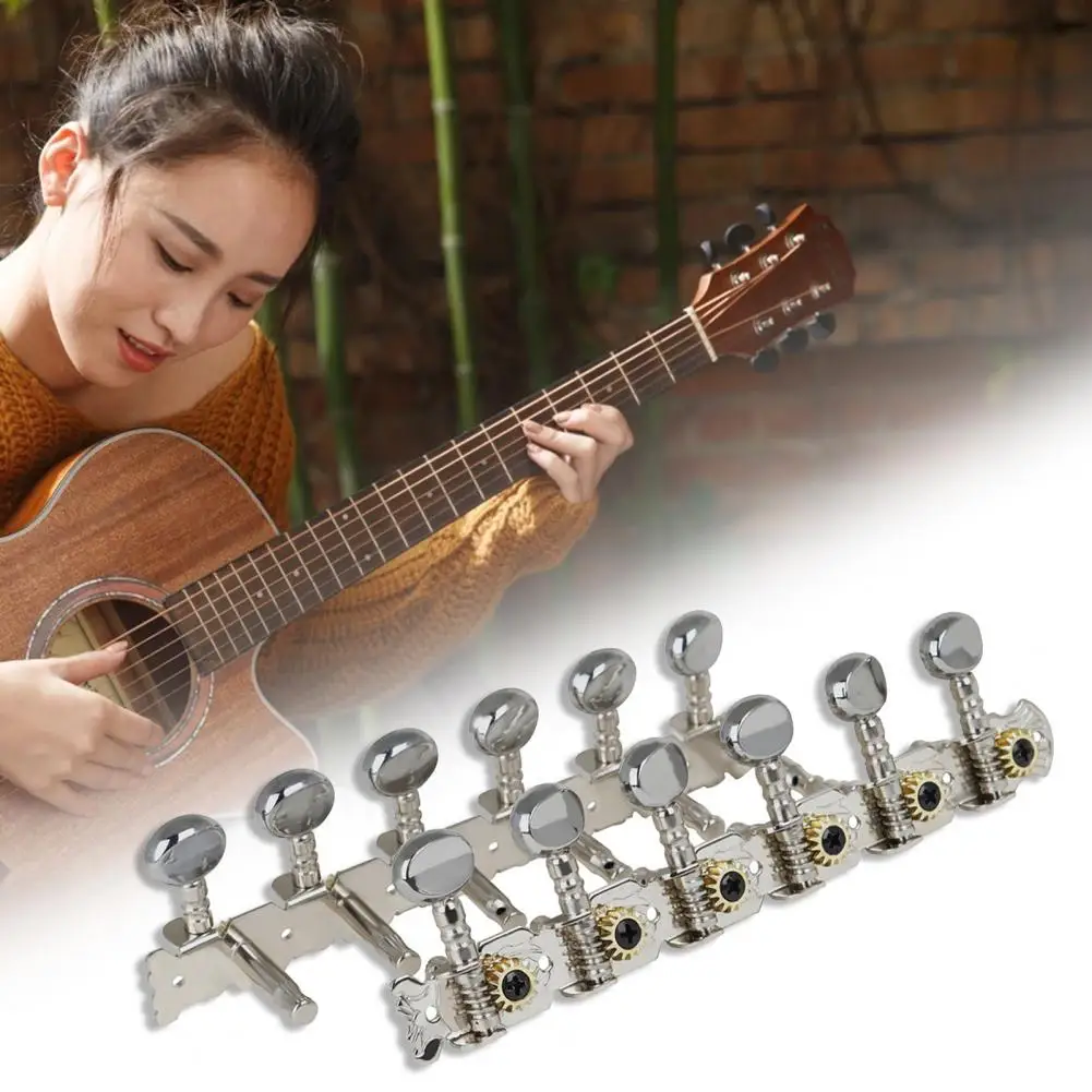 50% Hot Sale 1Set 6-link 12-string Round Head Column Pegs Tuning Keys Tuner for Electric Guitar Convenient Guitar Tuning Pegs