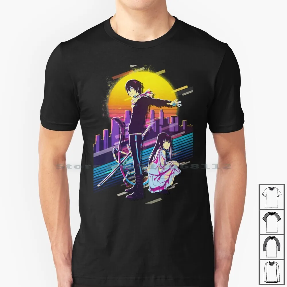 Noragami-Yato And Hiyori Iki 100% Cotton T Shirt Noragami Yato 80s Retro Anime 80s God Of War Japanese Manga Noragami Anime