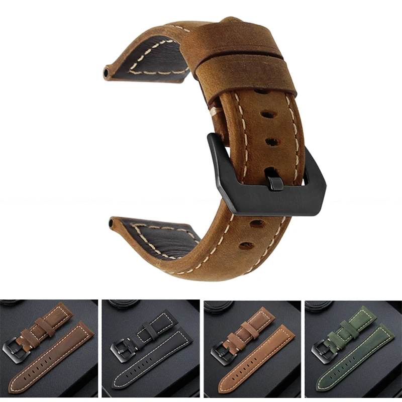 Fenix 6X 26mm Genuine Leather Watch Band Strap for Garmin 6X pro/3/3 HR/Quatix 3/Tactix Bravo/Fenix 5X/5X Plus