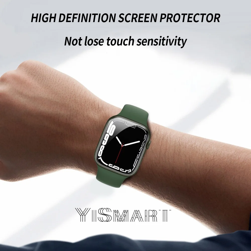 Pelindung Layar Penuh Bening untuk Apple Watch 7 45MM 41MM Film Pelindung TPU Lembut untuk IWatch Seri 7 Bukan Kaca