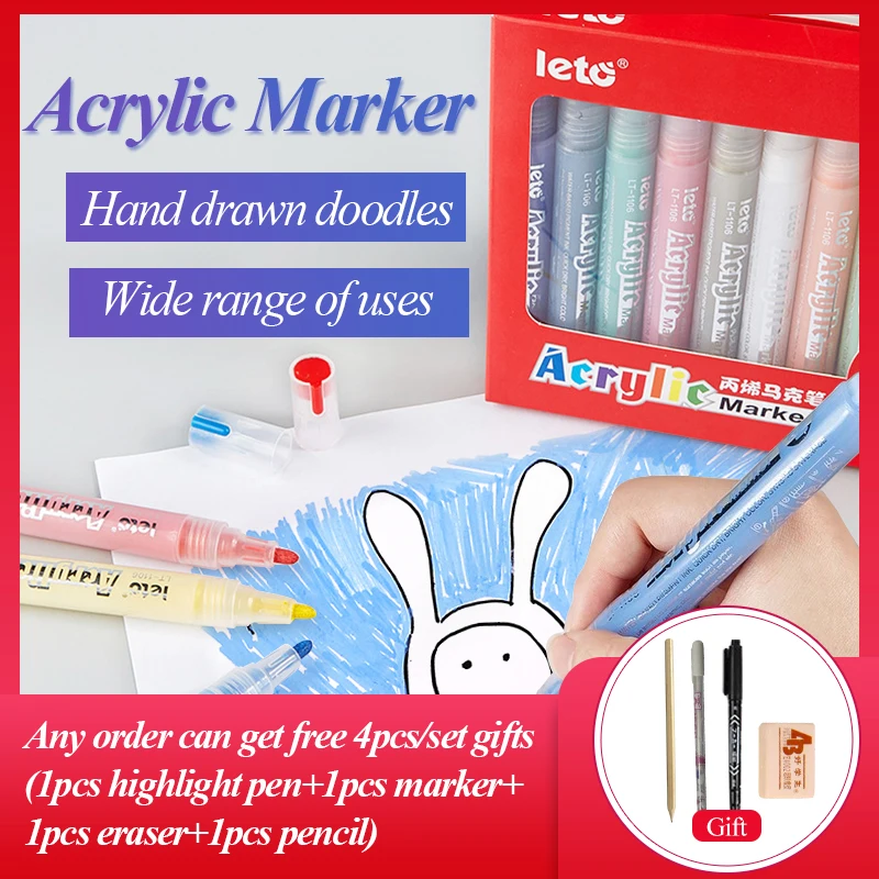 

Leto Acrylic Marker Permanent Art Paint Marker Pen For DIY Ceramic Rock Glass Porcelain Mug Wood Fabric Canvas Painting Supplies