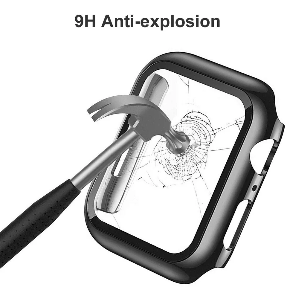 Protector de pantalla de vidrio templado 3D para Apple Watch Series 7 6 5 4 3 2 Se 9H, película protectora a prueba de golpes para Iwatch 38 40 42 44mm