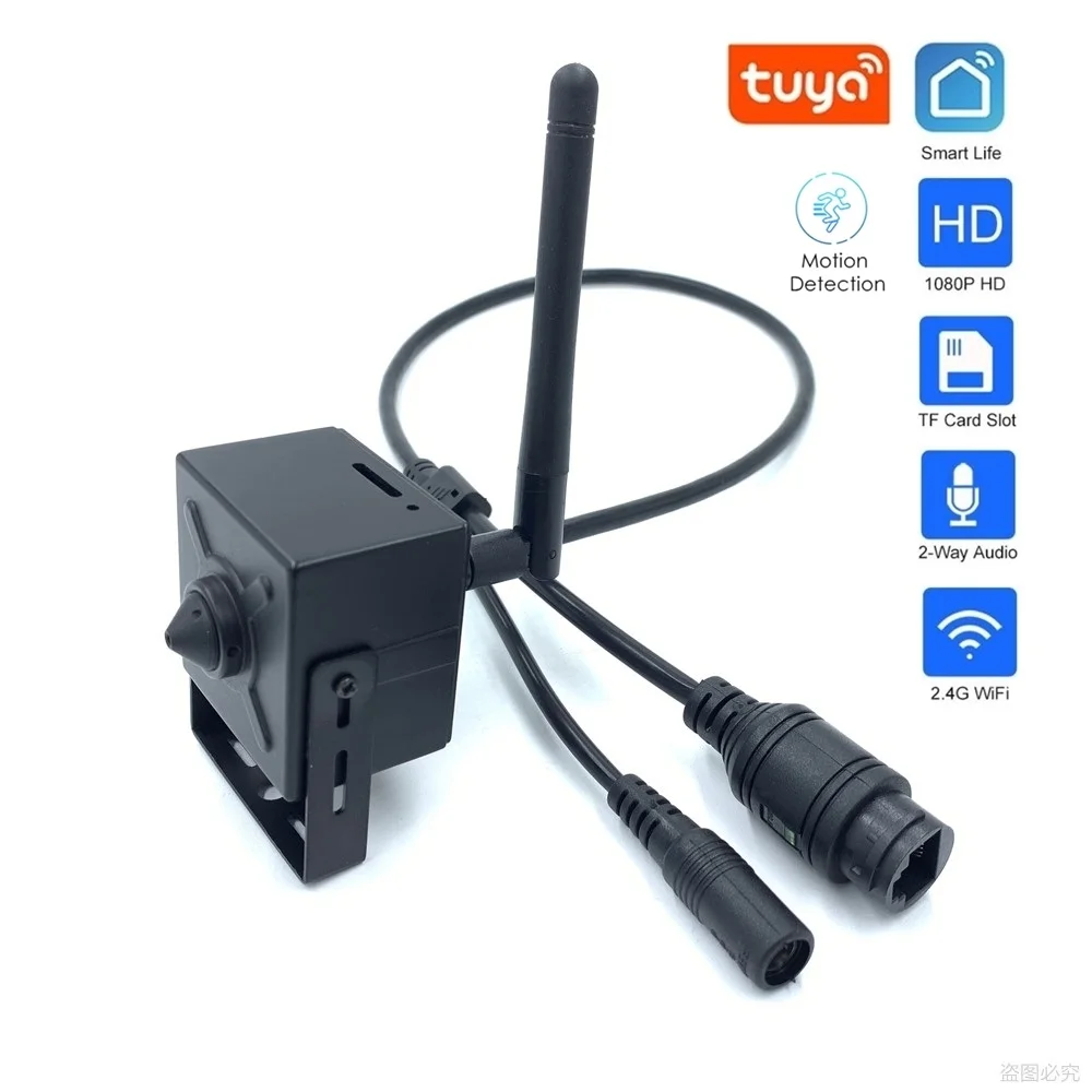 Tuya Smartlife 2.0MP 1080P WIFI TF Slot 128G Mini telecamera IP quadrata cablata android IOS Windows H.264 AVI Audio 2.4G wi-fi