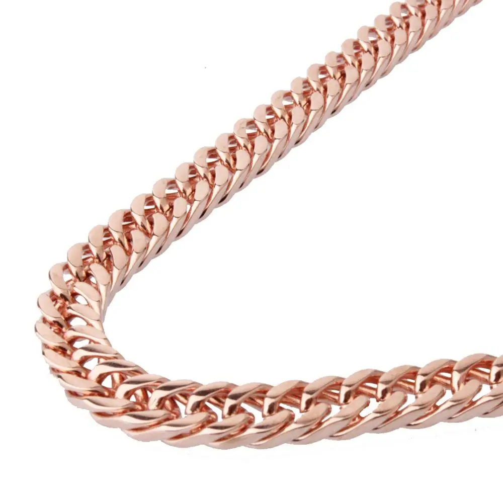 8/10/12/15MM Rose Gold Stainless Steel Necklace for Men Curb Cuban Link Chain Best Jewelry Gift