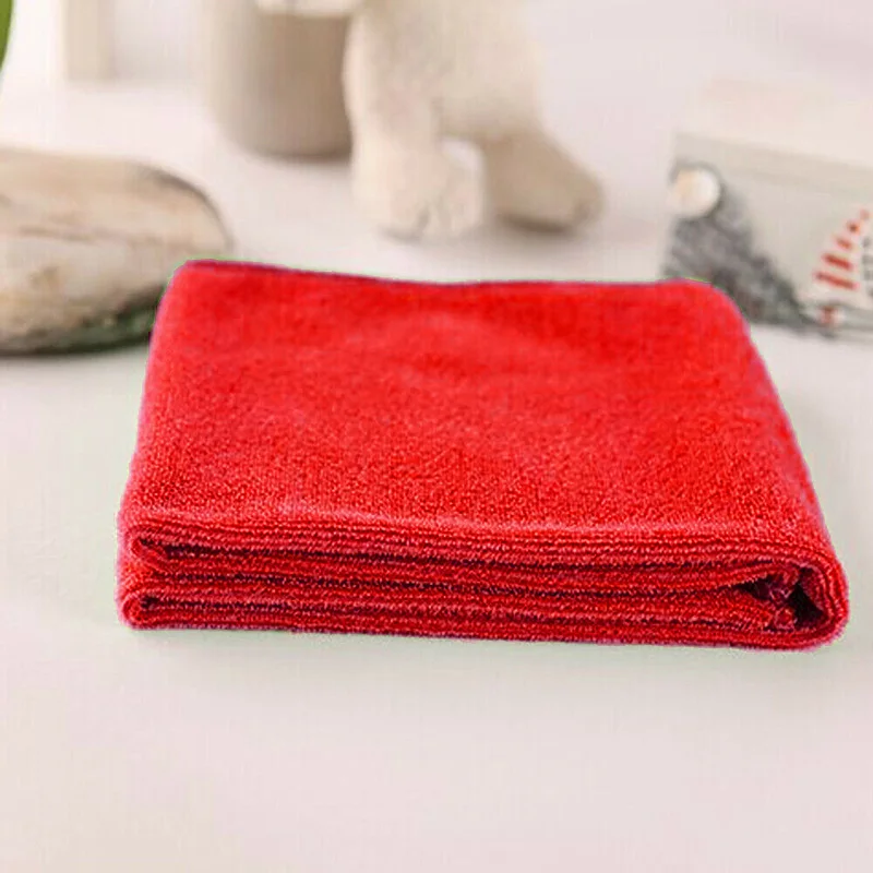 1/10Pc Microfiber Car Cleaning Cloth Strong Water Absorbent  Lint Free Red Wash Towels For Kitchen Bathroom Home Car Accessories