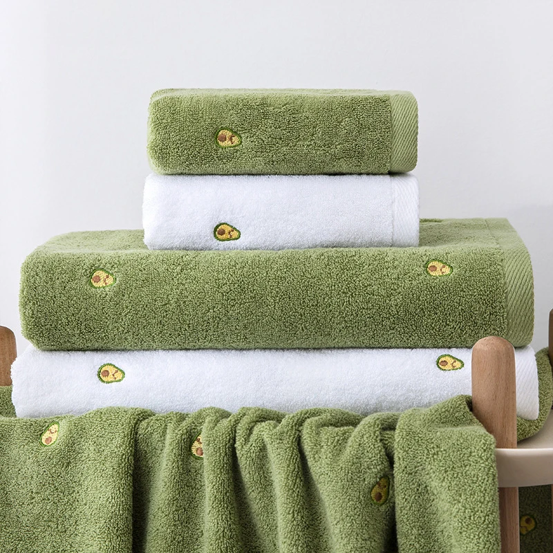 2pcs Towel Avocado Embroidered Face Towels for Home Cotton Bathroom Towel Comfortable toallas Free Shipping 35x75cm