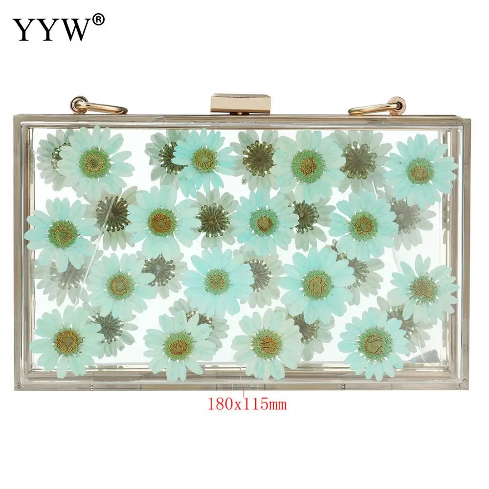 women clear purses box handbags transparent flower wild ladies hand bags small square chain crossbody bag messenger bag bolsa