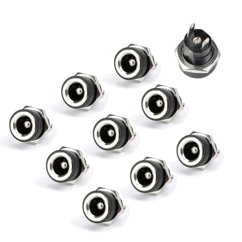 10/5/2pcs 5.5 x 2.1mm DC Power Jack Socket Supply Female Panel Mount Connector Plug Adapter 2 Terminal Type 5.5x2.1 DC Connector