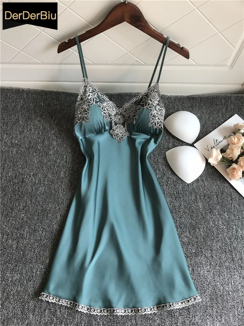 Babydoll Nightdresses Blue Homewear Cute Sleepshirts Women Nightdress Female Sexy Sling Nightgowns Ladies Lingerie Sleepdress