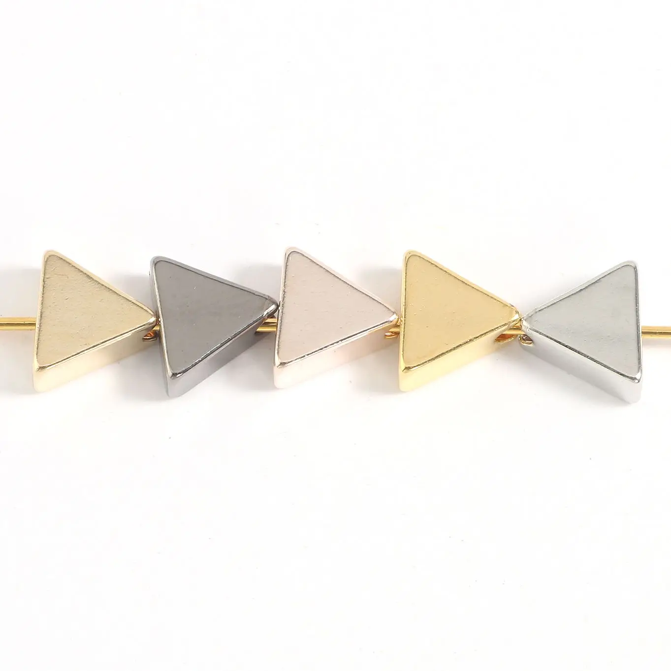 10pcs 7x3mm Triangle Shape Bead Metal Copper Charms Beads Gold Silver Color Loose Beads for Jewelry Making DIY Bracelet hole 2mm