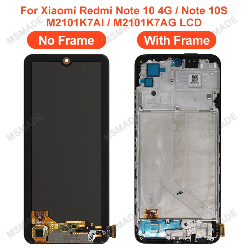 Super amoled para redmi note 10 4g lcd note 10s display m2101k7ai
