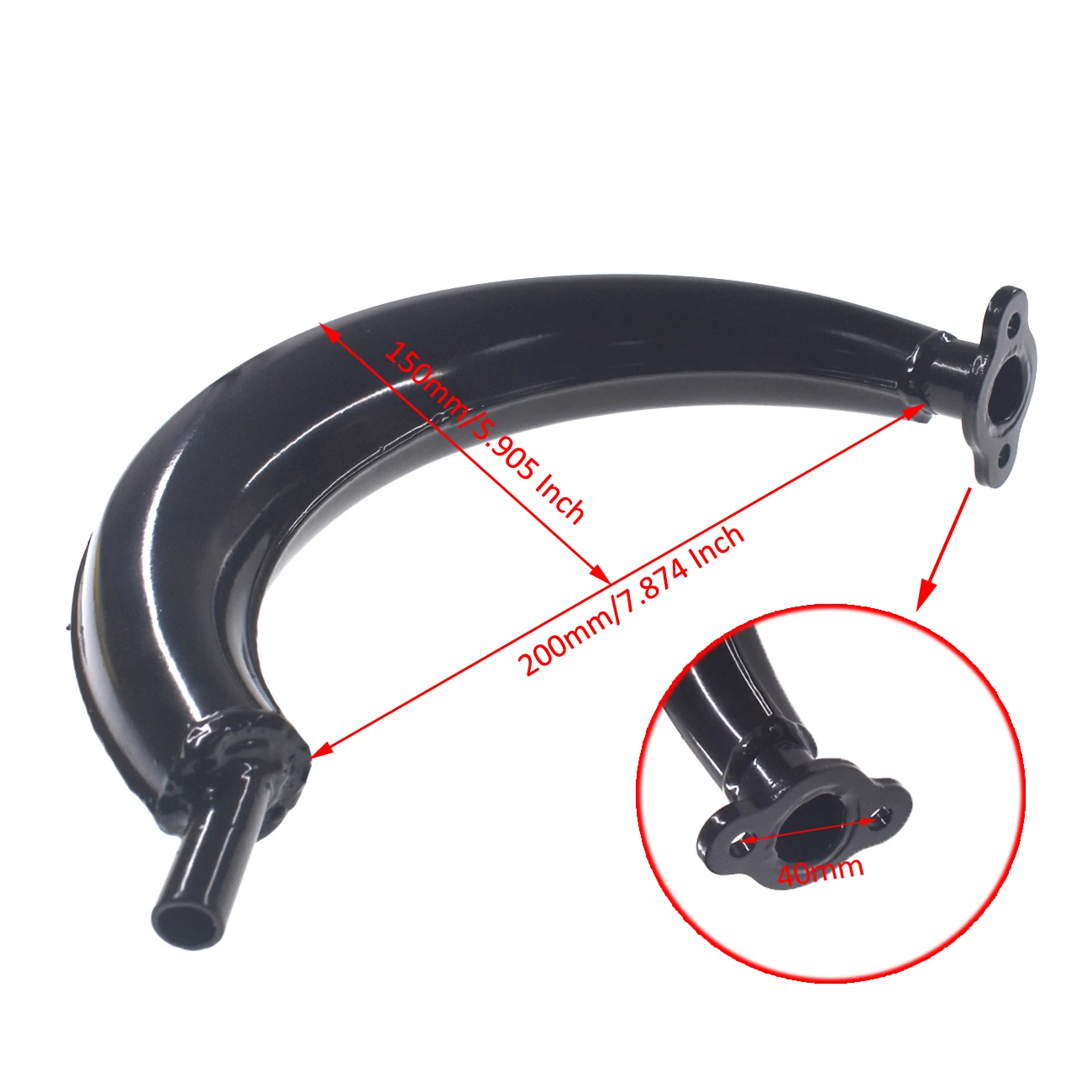 40mm Black Banana Muffler Exhaust Pipe 80cc 66cc Motorized Bicycle