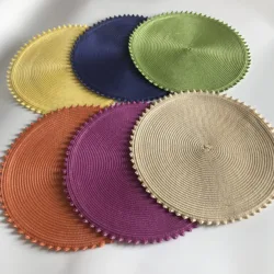 Round Weave Placemat Table Mats Europe Style Dining Napkin Pads Non-Slip Heat Resistant Coaster Cushion Kitchen Party Decoration