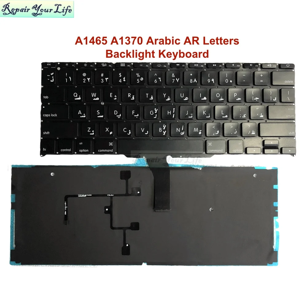 

AR Arabic English Backlit Keyboard for A1465 A1370 for MacBook Air 11.6 laptop Keyboard MC505 MC506 MC968 MC969 with backlight