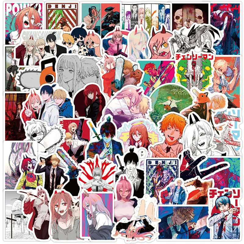 

10/30/50Pcs Anime Chainsaw Man Graffiti Sticker Waterproof Fridge Guitar Laptop Motorcycle Skateboard Joke Classic Toy Gifts