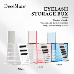 DeceMars  False Eyelashes Storage Box 5 Layers Acrylic Pallet Lash Holder RED/BLUE/WHITE