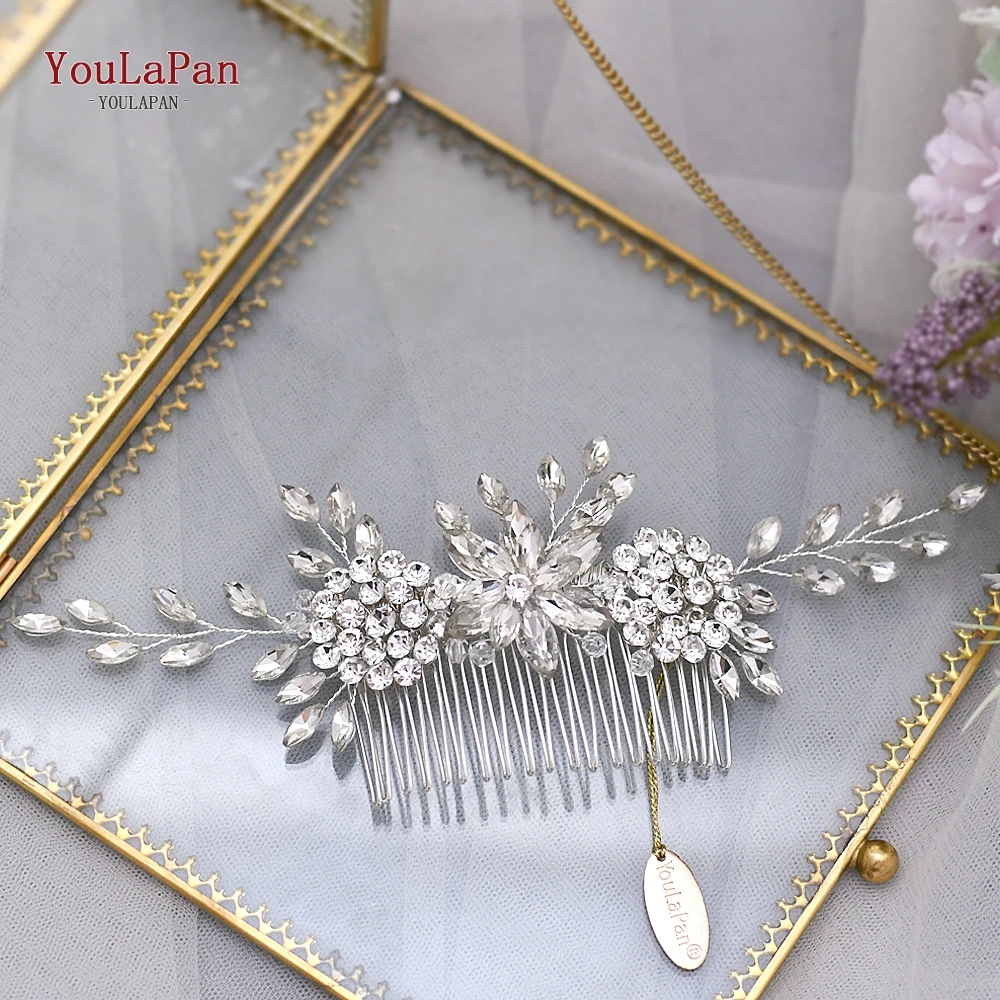 YoulaPan-Handmade Rhinestone Tiara Side Clips, Acessórios De Cabelo, Jóias De Casamento, Pente De Cabelo, HP77