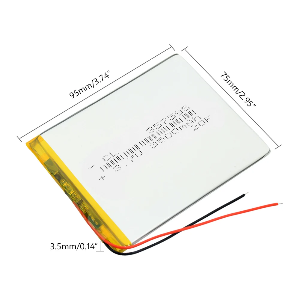 3.7v 3500mah 357595 3.74x2.95x0.14 "pilha recarregável da bateria do polímero do lítio do liion para o caderno pda da da almofada de dvd do leitor