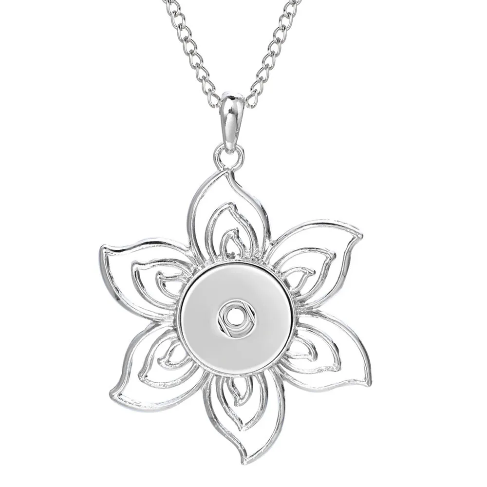 Fashion Snap Button Jewelry Necklaces Dragonfly Flower Charms Snap Necklace Fit DIY 20MM 18mm Snap Buttons Pendant Necklaces