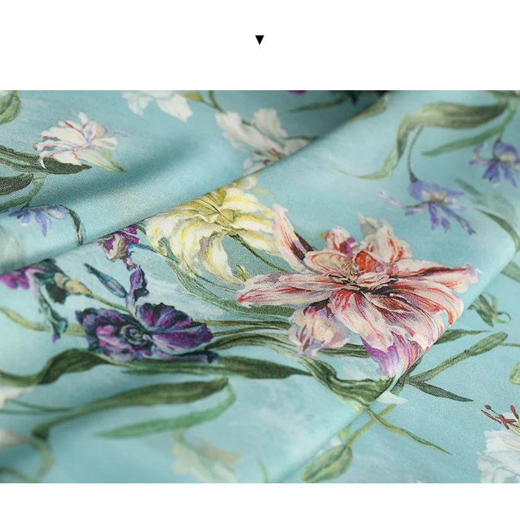 Silks Story 140Wide 19Momme Spandex Charmeuse 95% silk Fabric For Dress Brand Flowers Print Elasticity Cloth Diy Sewing Sale Hot