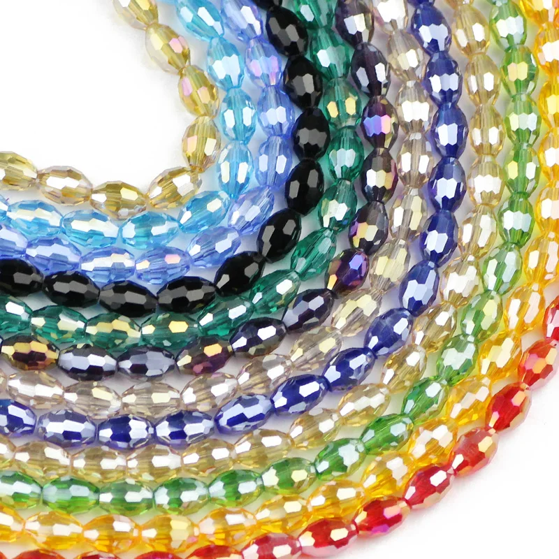 YHBZRET 50pcs Rice grains Upscale Austrian crystal beads 6*8mm oval shape Glass Spacer Loose beads Jewelry making bracelet DIY