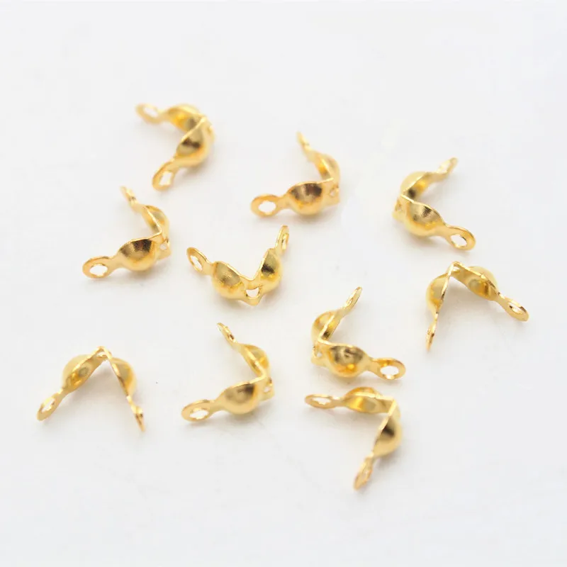 Top Quality Clamshell Calotte Crimp End Cap Open Bead Cover 8mm Silver Plated Brass Bead Tips (4mm Cup) for Jewelry Craft Making