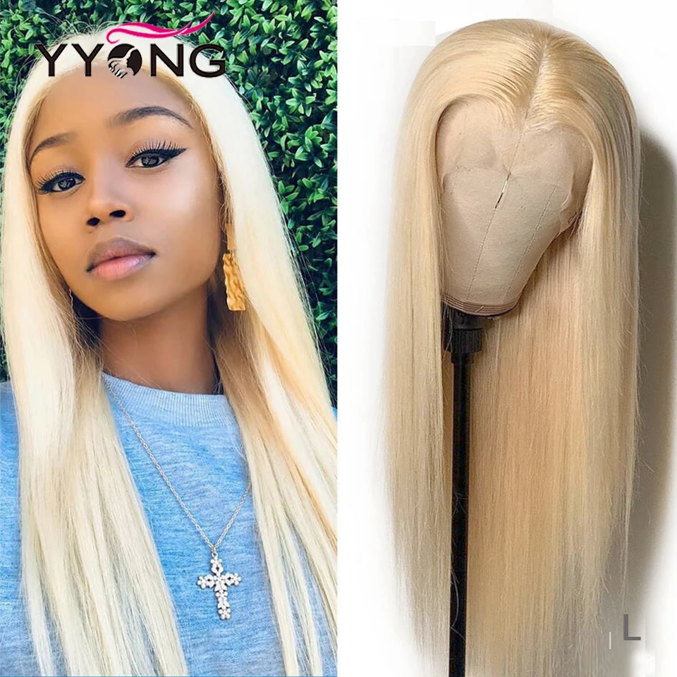 Yyong 613 Blonde 4x4 13x4 Lace Front Human Hair Wigs Pre Plucked With Baby Hair Straight Remy Lace Closure Human Hair Wig 30inch