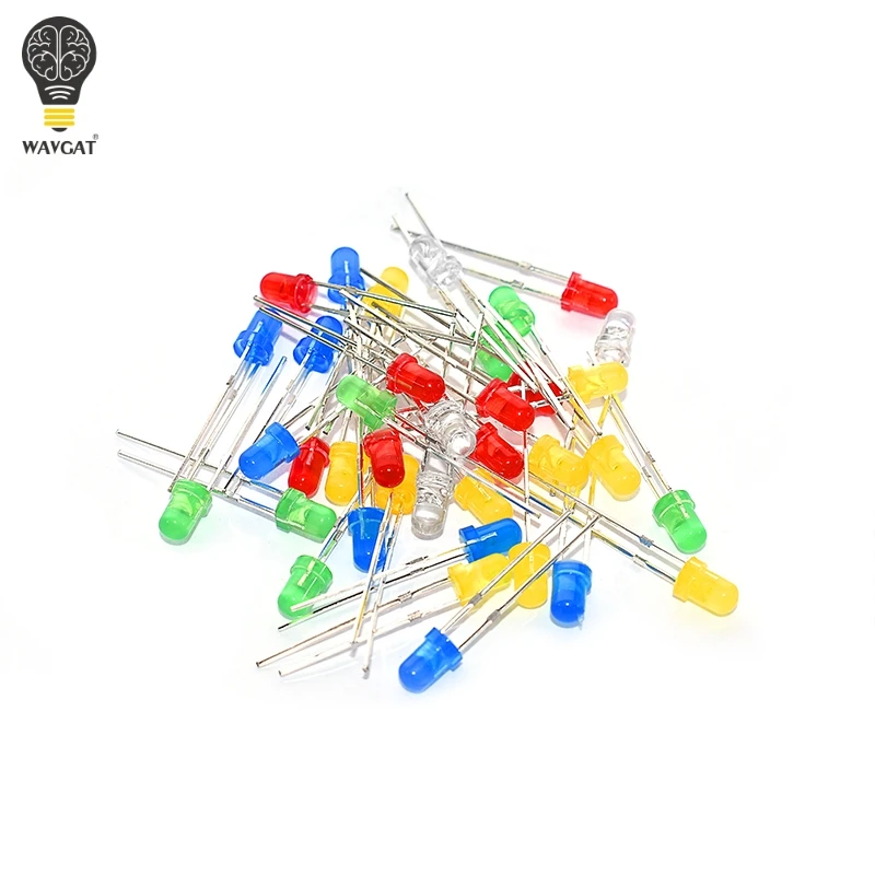 100 sztuk/partia 5MM F3 3mm diody LED wybrane elementy zielony niebieski biały żółty czerwony komponent DIY Kit — zdjęcie 3