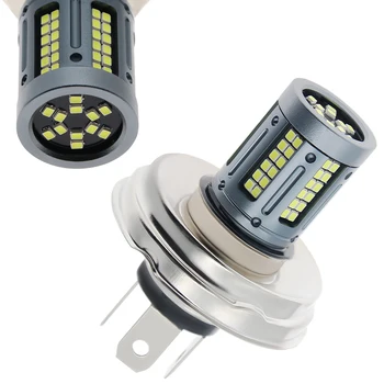 2 adet motosiklet P45T R2 84SMD LED far lambası yüksek/düşük işın Scooter Moped için beyaz 6000K 9-80v motosiklet ön kafa