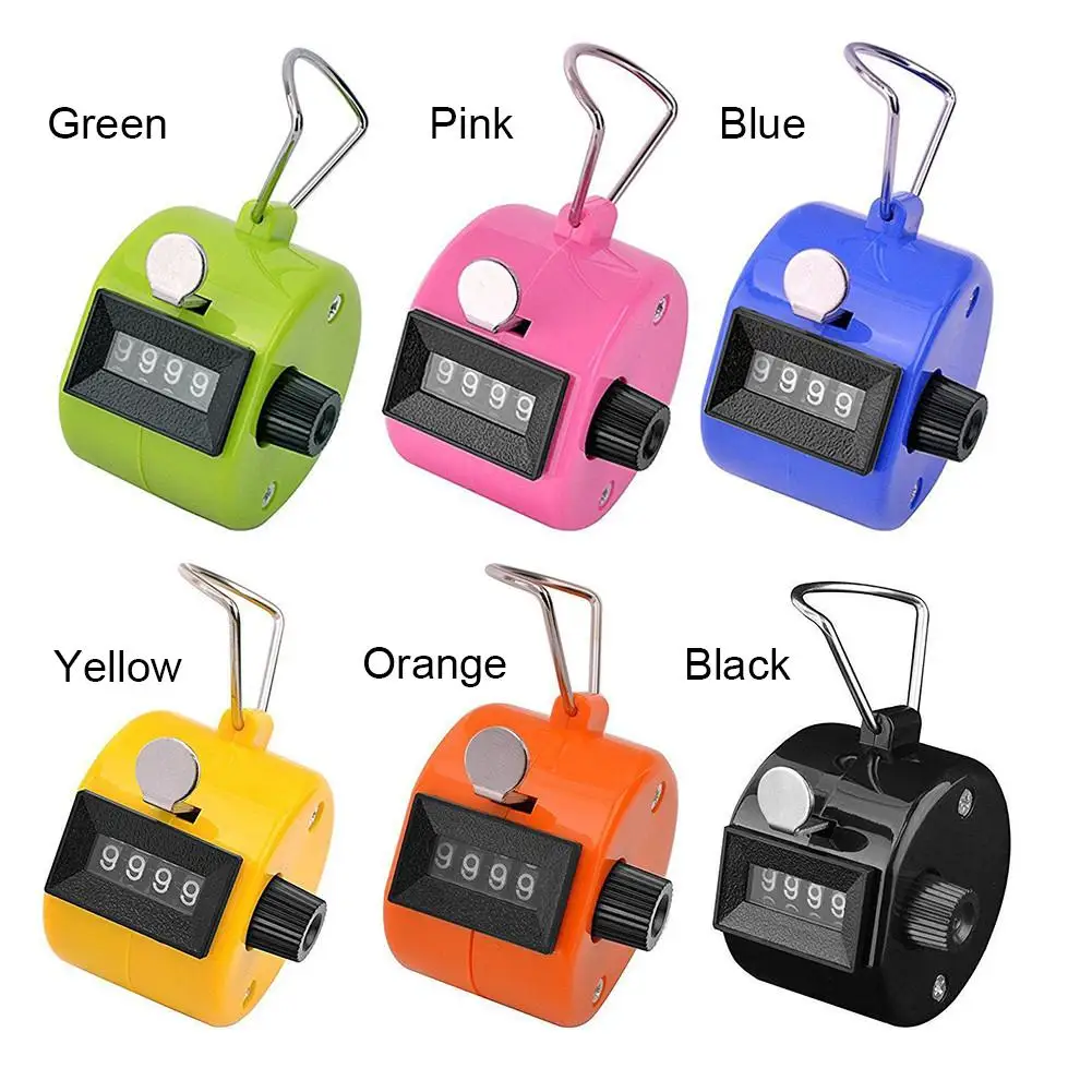 แบบพกพา 4 หลักคู่มือ Mechanical คลิก Hand Tally Counter Clicker เครื่องมือ 0000 ถึง 9999 Contador เครื่องมือ