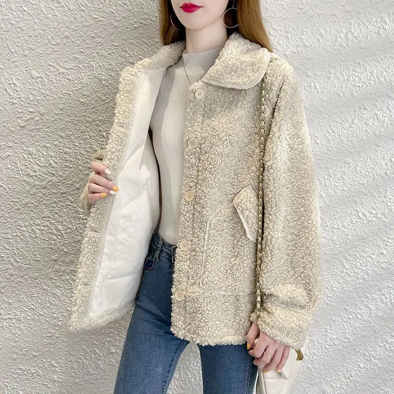 Lamb Fur Coat Women Clothes 2024 Autumn Winter New Korean Loose Versatile Fashion Warm Jackets Casual Outerwear Womens Jacket