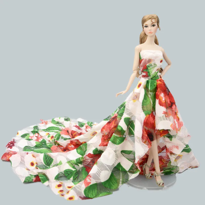 Colorful Floral High Fashion Doll Clothes for Barbie Doll Outfits Wedding Dress Evening Dresses Party Gown 1/6 Doll Accessories