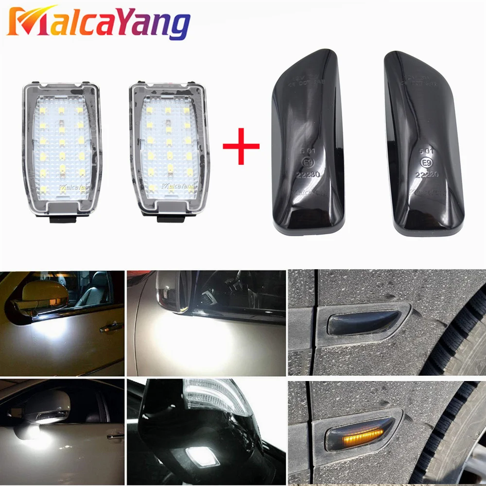 White LED Under Mirror Light Puddle Lamp Flashing Dynamic LED Side Marker Blinker Turn Signal Light For Volvo XC90 S80 XC70 V70