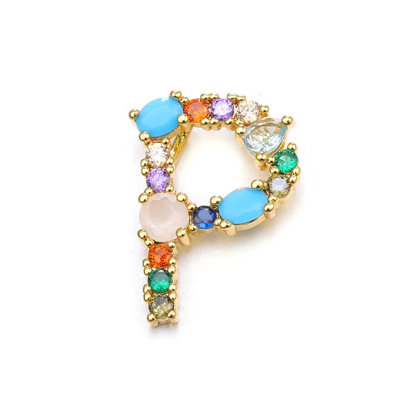 Juya handgefertigte 18K vergoldete Regenbogenkristalle, Opal-Edelsteine, 26 Alphabetbuchstaben, Anfangsbuchstaben-Anhänger für DIY-Namensschmuckherstellung – Detail 22