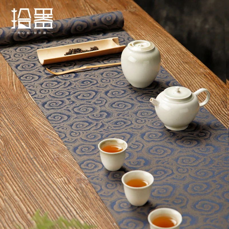 Brocade Xiangyun tea mat Chinese Zen table flag waterproof tea table mat brocade tea table mat cotton linen tea towel