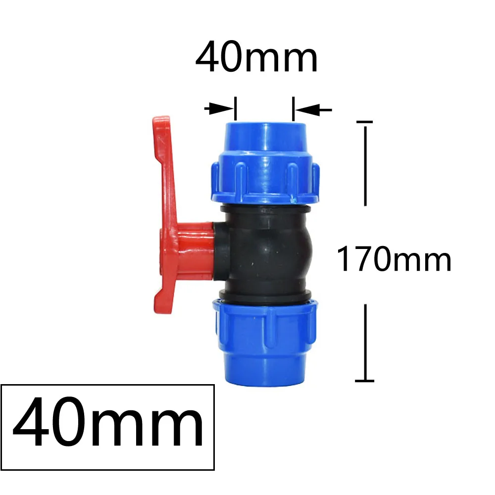 PE 3-Way Fast Connection Pipe Valve Plastic Ball Valve T-Type Water Splitte Internal Diameter 20/25/32/40/50mm Tube Accessories