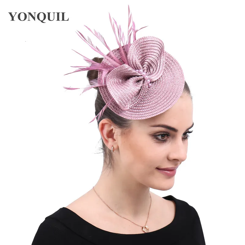 Elegant Bridal Wedding Hat Fascinator Feather Mesh Party Cocktail Headdress Hair Flowers Women Fashion Headwear Fascinators