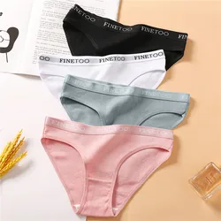 FINETOO Cotton Women Panties Plus Size M-2XL Briefs Female Sexy Low Waist Underwear Ladies Fashion Panty Girl Intimate Lingerie