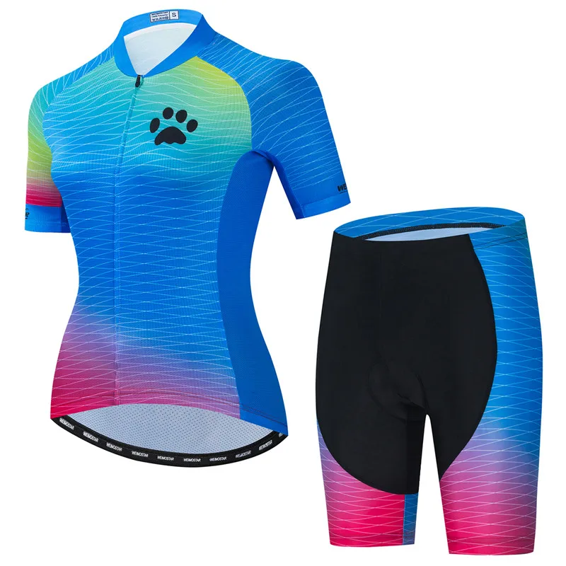 

Weimostar Blue Women's Cycling Jersey Set Summer Cycling Clothing Pro Team MTB Bike Uniforms Road Bicycle Clothing Cycle Wear