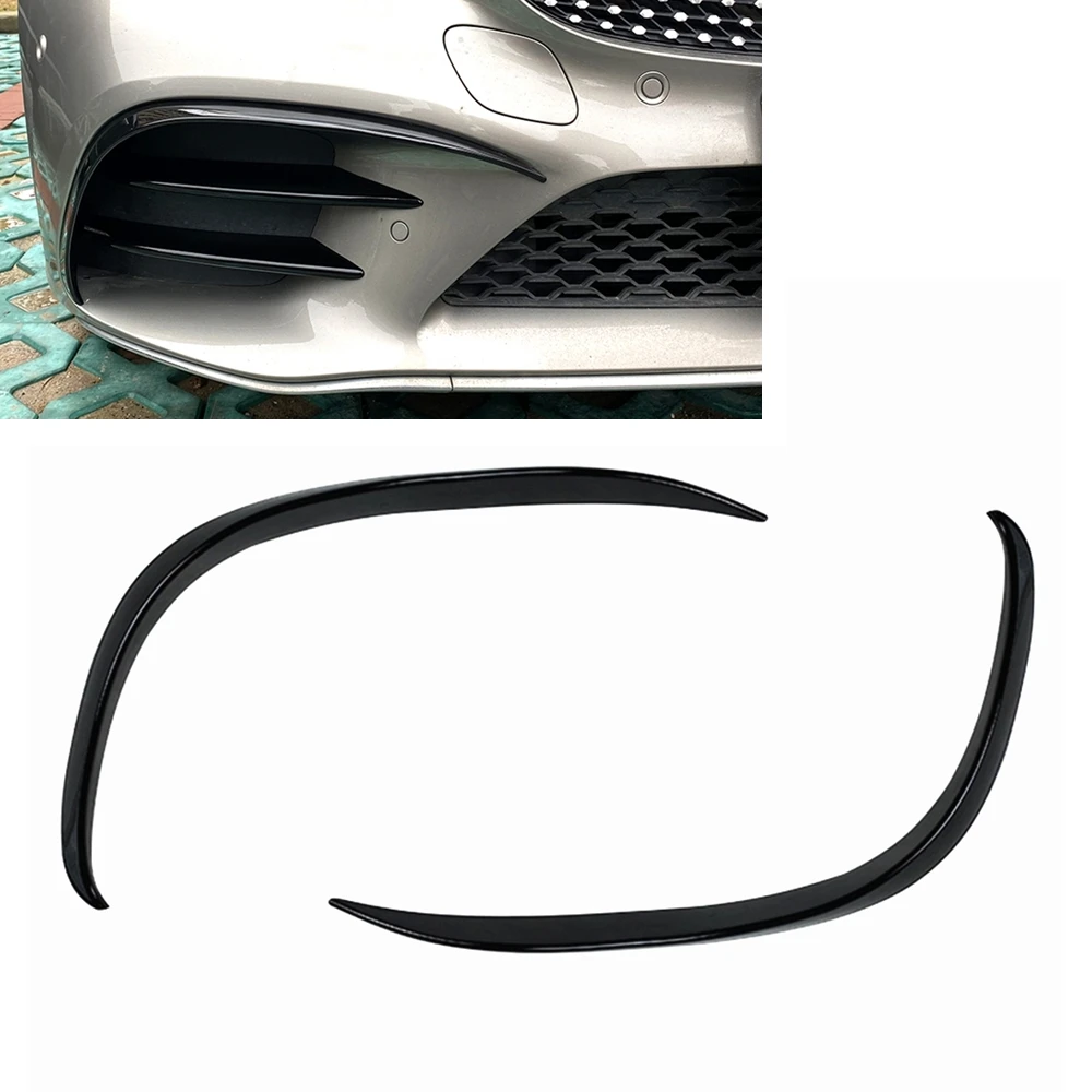 

For Mercedes Benz C Class W205 2019+ Front Bumper Air Vent Splitter Trim Black/Carbon Fiber Look Lower Intake Cover Spoiler Brow