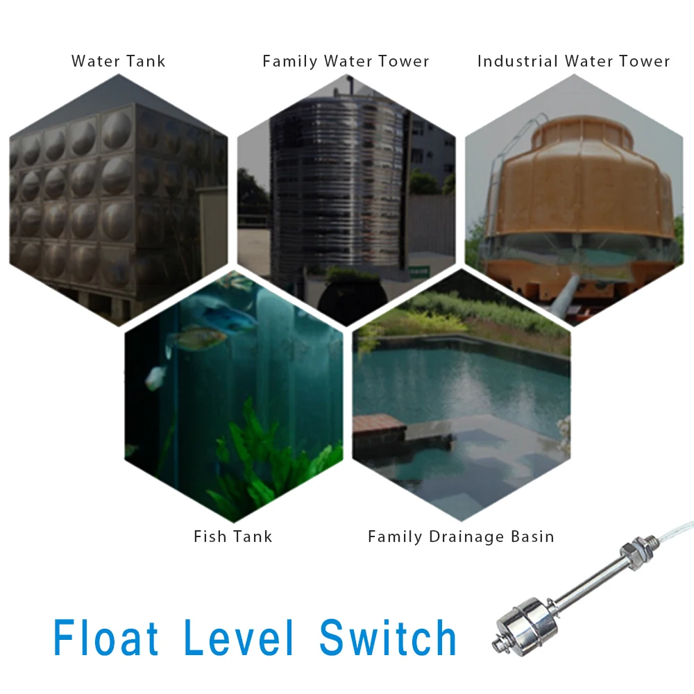 Stainless Vertical Liquid Water Level Sensor Controller Internal Float Sensor Switch 45mm Line Automatic Pump Controller Tank