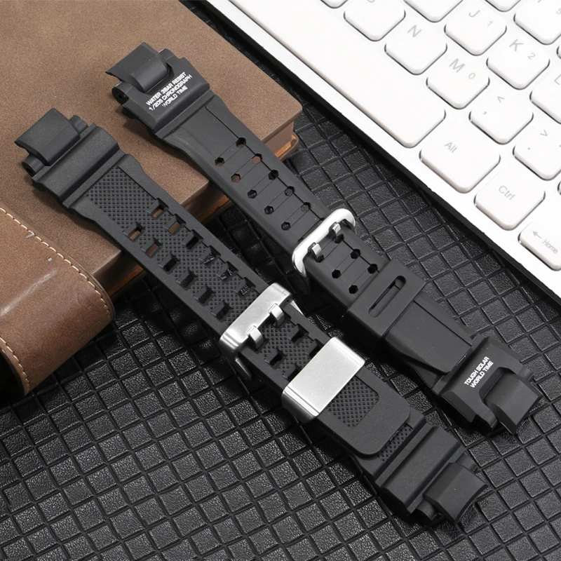 Rubber Watchband Relacement Strap For C-asio G-SHOCK GW-A1100 G-1400 GW-4000 Resin Wristband  Black Bracelet