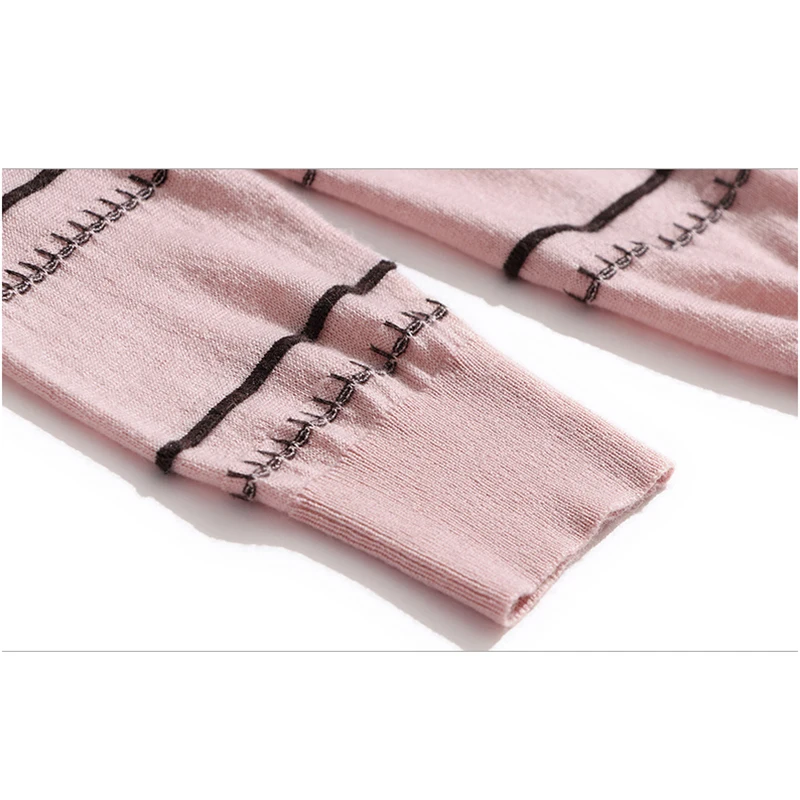 Jersey Mujer Invierno 2022 New Stripe Pullover Women Pink High Elastic Winter Fall Sweater Knitted Korean Style Pull Femme Hiver