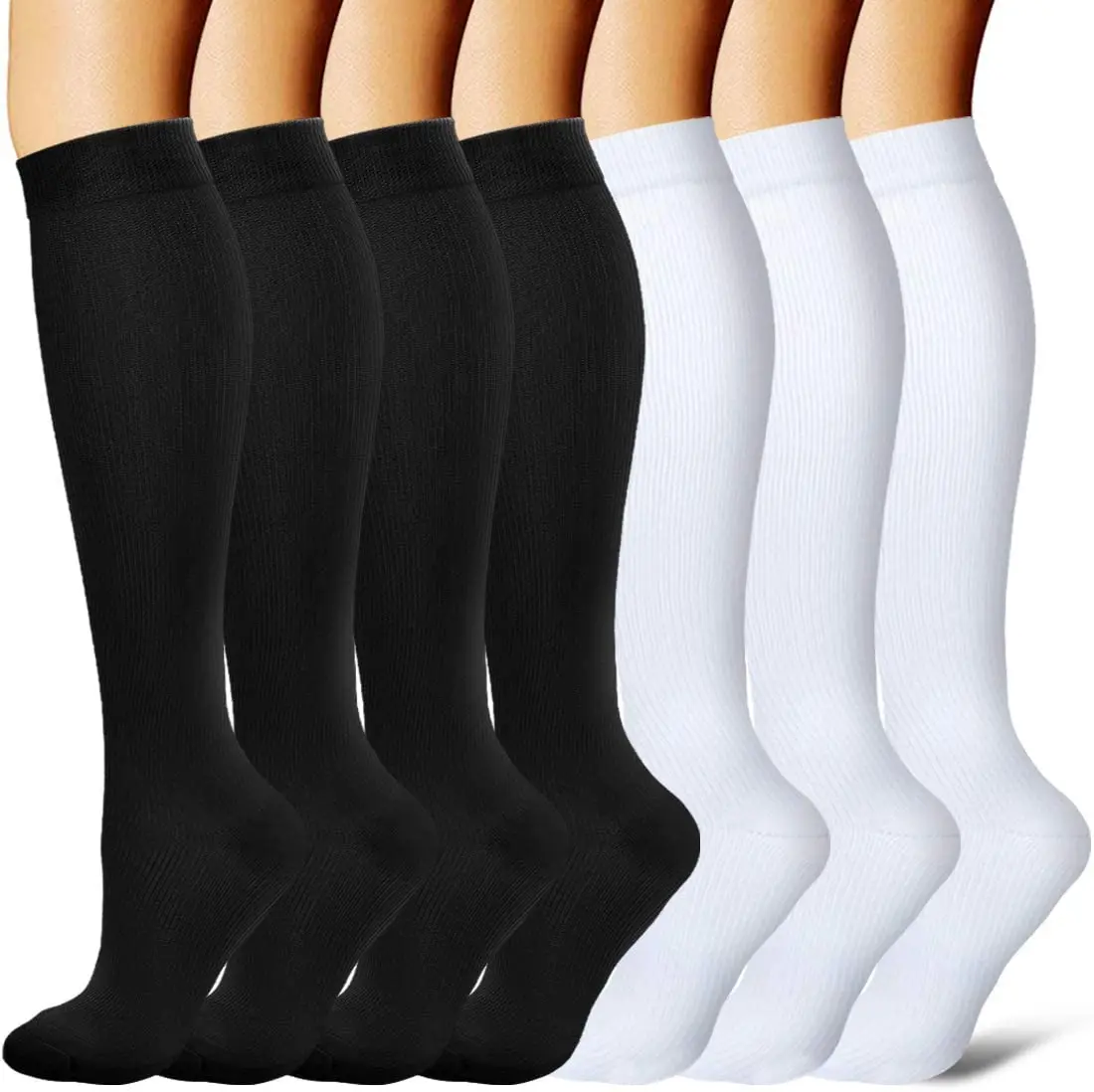 7 Pairs Compression Stocking Women Knee High 30mmHg Edema Diabetes Varicose Veins Running Sports Travel Sport Compression Socks